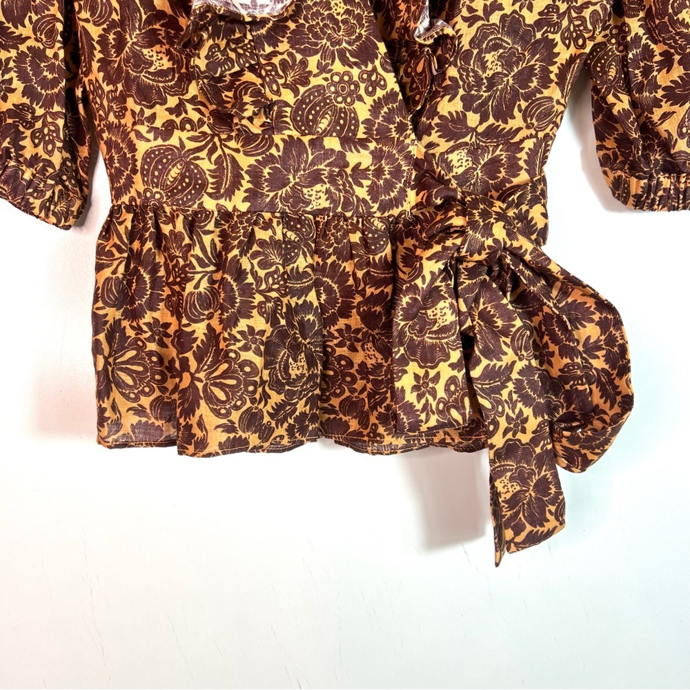 NWOT Christy Lynn Stephanie Wrap Top Sienna Linen Size Medium - Picture 8 of 16